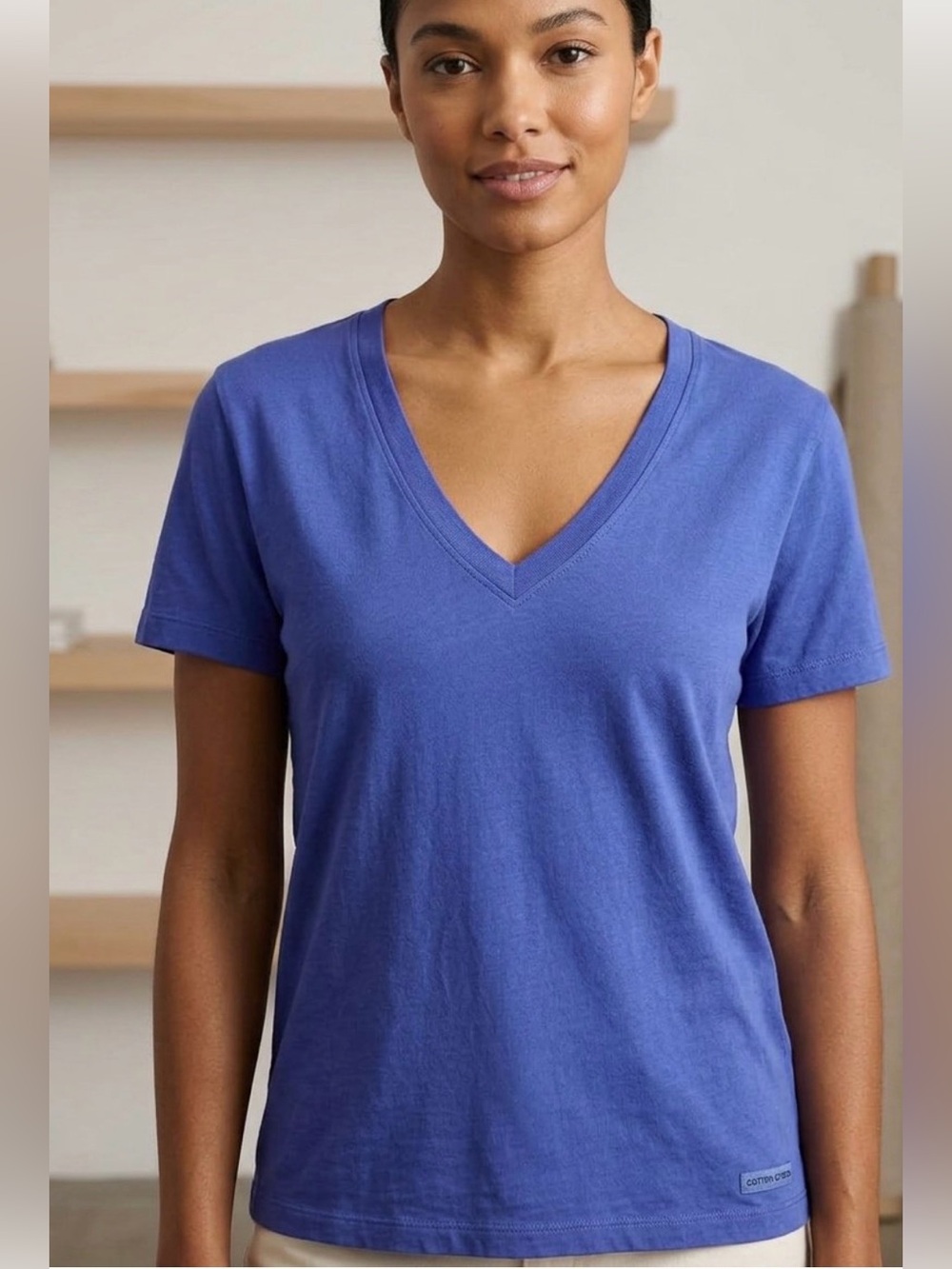 Cotton Citizen Blue V-Neck Short Sleeve Tee. Size L
